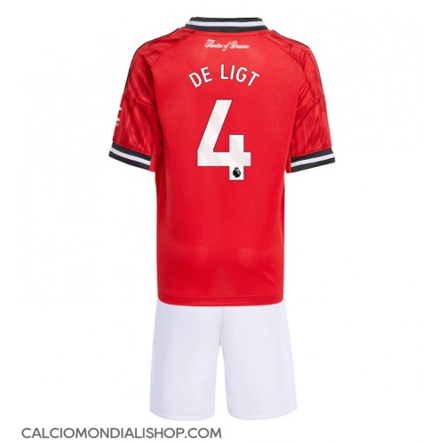 Maglie da calcio Manchester United Matthijs de Ligt #4 Prima Maglia Bambino 2025-26 Manica Corta (+ Pantaloni corti)